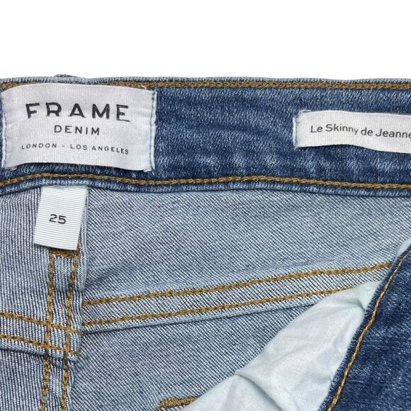 Frame Denim Le Skinny De Jeanne Raw Split Front Hem High Rise Jeans Sz 25 - Picture 5 of 8